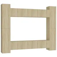 vidaXL 8-delige Tv-meubelset bewerkt hout sonoma eikenkleurig