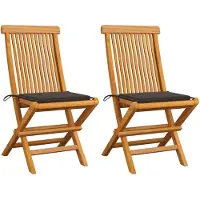 vidaXL Tuinstoelen 2 st met taupe kussens massief teakhout