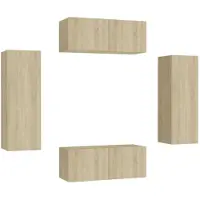 vidaXL 4-delige Tv-meubelset bewerkt hout sonoma eikenkleurig