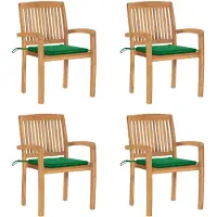 vidaXL Tuinstoelen stapelbaar 4 st met kussens massief teakhout