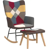 vidaXL Schommelstoel met voetenbank patchwork stof