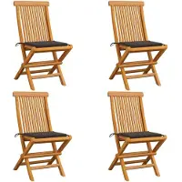 vidaXL Tuinstoelen 4 st met taupe kussens massief teakhout