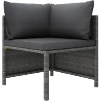 vidaXL Hoekbank sectioneel met kussens poly rattan grijs