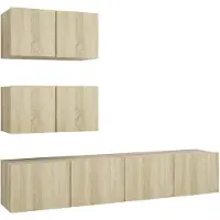 vidaXL 4-delige Tv-meubelset bewerkt hout sonoma eikenkleurig
