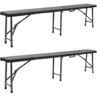 vidaXL Tuinbanken inklapbaar 2 st 180 cm HDPE zwart