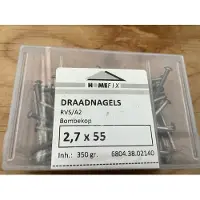 Homefix . Rvs spijkers. Bolkop. 2.7 x 55 mm lang. 350 gram Draad nagels.