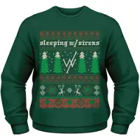 PLASTIC HEAD Sleeping With Sirens Sweater/trui -M- Christmas Trees Groen