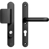 Axa Oval Plus veiligheidsbeslag voordeur smalschild D-knop/U kruk PC92 met kerntrekbeveiliging SKG3 - aluminium/zwart