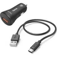 Hama Autolader Set USB Type C, Auto-adapter, Zwart