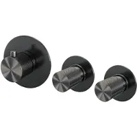 Brauer Inbouwthermostaatset Gunmetal Carving Incl Baduitloop en Staafhanddouche Messing Gunmetal