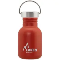Laken RVS fles0,35L Basic Steel Bottle Rood - Steel Cap - - roestvrijstaal - waterfles - drinkfles