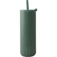 Design Letters Travel Life thermosfles met rietje 50 cl Myrtle green