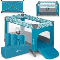 Lionelo Stefi 2-in-1 Campingbed & Box – Co-Sleeper – Zij-ingang met Ritssluiting – Tot 15 kg – 125x65 cm – LockGuard – Inclusief Transporttas – Voor 0-36 Maanden