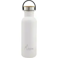 Laken RVS fles 0,75L Basic Steel Bottle Wit - Bamboo Cap - - roestvrijstaal - waterfles - drinkfles