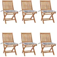vidaXL Tuinstoelen 6 st inklapbaar met kussens massief teakhout