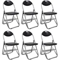 vidaXL Opklapbare stoelen, 6 stuks, zwart kunstleer en staal.