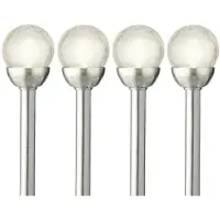 Lumineo 4x Buitenlampen/tuinlampen 30 cm zilver op steker met ronde bol - Prikspotjes