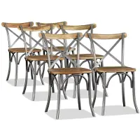 vidaXL Eetkamerstoelen massief mangohout en stalen rugleuning 6 st online kopen