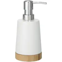 Wenko Zeepdispenser 330 Ml Bamboe/keramiek Wit/naturel