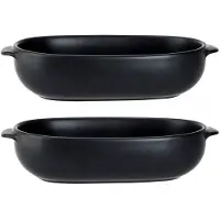 Cosy & Trendy 2x Zwarte ovenschalen/braadsledes van aardewerk 18 x 11 cm - Ovenschalen