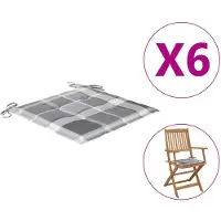 vidaXL Tuinstoelkussens 6 st 40x40x4 cm oxford stof ruitpatroon grijs