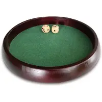 Longfield Pokerpiste 34 cm - Rubberhout - Ingelegd Groen Vilt - Inclusief 2 Houten Dobbelstenen 18 mm - Poker & Dobbel Accessoire - Engelhart