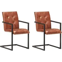 vidaXL Eetkamerstoelen 2 st echt leer bruin