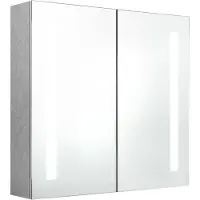 vidaXL Badkamerkast met spiegel en LED 62x14x60 cm betongrijs