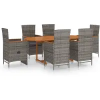 vidaXL 10-delige Loungeset met kussens poly rattan grijs