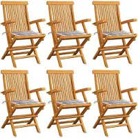 vidaXL Inklapbare stoelen 6 st met grijs geruite kussens