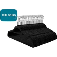 Parya - 100 Anti-slip kleerhangers - Zwart