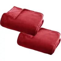 Atmosphera Plaid deken - 2x - rood - polyester - 130 x 180 cm - Bankdeken - Fleece plaid