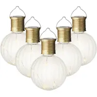 Lumineo 5x Buiten/tuin LED lampion solar verlichting 11 cm - Tuinverlichting - Tuinlampen - Solarlampen op zonne-energie