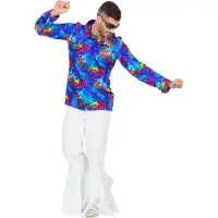 Wilbers Shirt disco atomic - 100% Polyester - Jaren 80 kleding | Maat 50