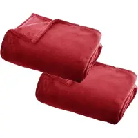 Atmosphera Plaid deken - 2x - rood - polyester - 125 x 150 cm - Bed/bankdeken - Fleece plaid - Lekker warm