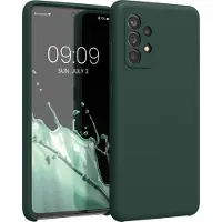 Kwmobile telefoonhoesje geschikt voor Samsung Galaxy A52 / A52 5G / A52s 5G - Hoesje met siliconen coating - Smartphone case in mosgroen