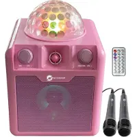 N-Gear Disco Block 410 - Bluetooth Speaker - Karaoke Set - Party Box met 2 Microfoons - Roze