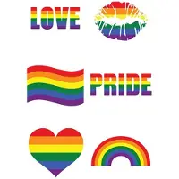 Henbrandt 6x Regenboog gay pride kleuren nep tattoos/tatoeages 5 x 5 cm - Regenboogvlag LHBT accessoires
