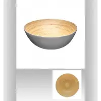 Secret De Gourmet Bamboehouten serveerschaal/saladekom - grijs - 25 cm