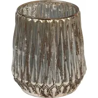 Clayre & Eef Theelichthouder Ø 15x17 cm Goudkleurig Glas Waxinelichthouder