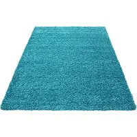 Muratap Basic shaggy vloerkleed turquoise hoogpolig- 60x110 cm