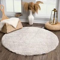 Muratap Porto rond soft fluffy vloerkleed hoogpolig effen licht 150 cm rond
