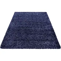Muratap Basic shaggy vloerkleed donker blauw hoogpolig- 80x150 cm