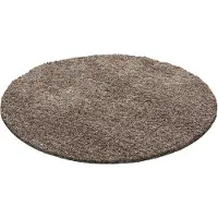 Muratap Basic rond shaggy vloerkleed caramel hoogpolig- 80 cm rond
