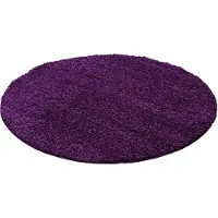 Muratap Basic rond shaggy vloerkleed paars hoogpolig- 160 cm rond