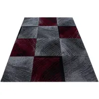 Muratap Plus vloerkleed laagpolig tapijt woonkamer grijs / rood- 200x290 cm