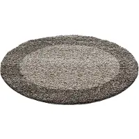 Muratap Basic rond shaggy kader vloerkleed hoogpolig- 120 cm rond