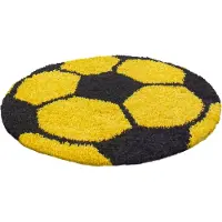 Muratap Fun voetbal kinderkamer rond vloerkleed hoogpolig 100 cm