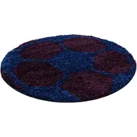 Muratap Fun voetbal kinderkamer rond vloerkleed hoogpolig paars- 100 cm rond