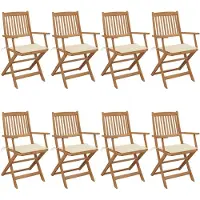 vidaXL Inklapbare stoelen 8 st met kussens massief acaciahout